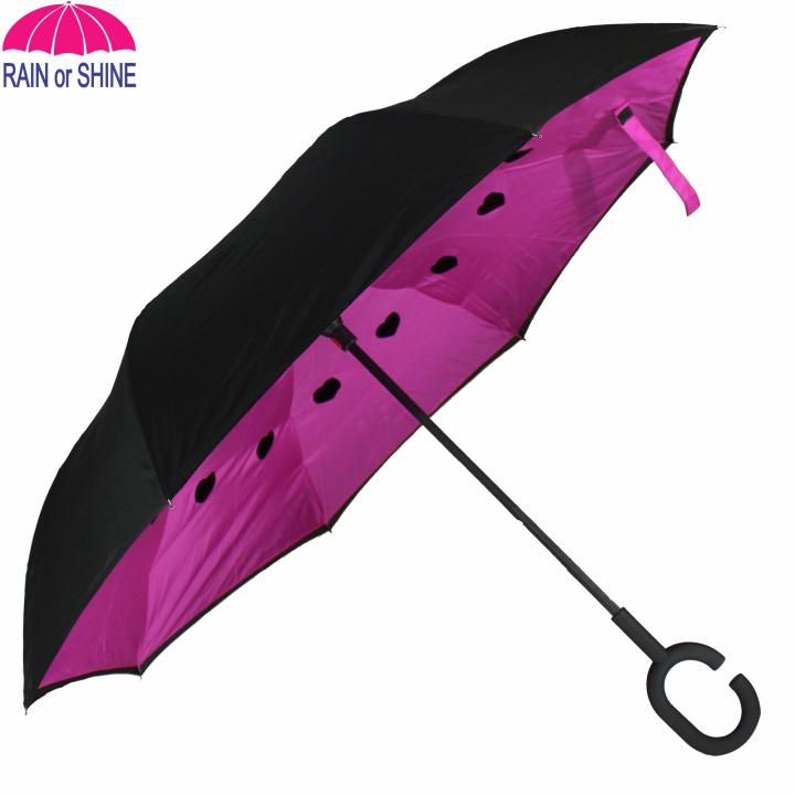 RAIN or SHINE 581HPNK Inverted Umbrella, TwoLayer Canopy, Carbon Fiber Ribs, 41in diameter