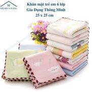 Khăn mặt trẻ em 6 lớp 100% Cotton 25x25 cm Gia Dụng Thông Minh khăn xô