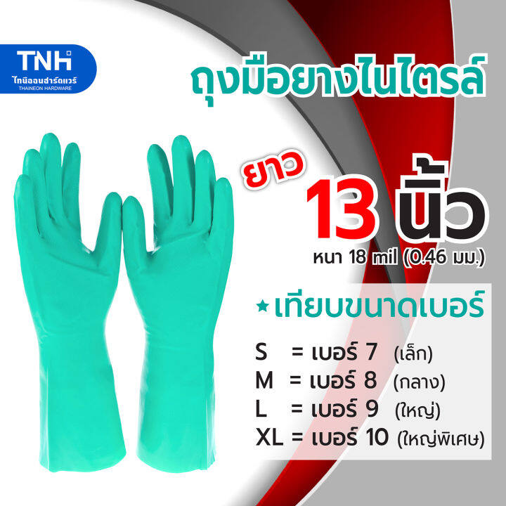 nivox-1คู่-ถุงมือยางไนไตรล์-ยาว-13นิ้ว-หนา-18-mil-0-46-มม-กันสารเคมี-กันโซลเว้นท์-กรดด่าง-ถุงมือยาง-ถุงมือยางสีเขียว