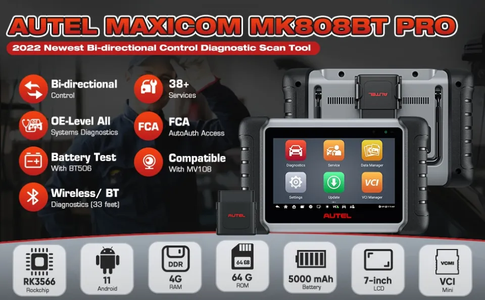 Autel MaxiCOM MK808BT PRO All System Diagnostic Tool Code Scanner Active  Test