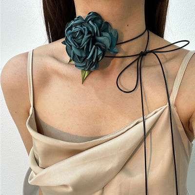 【CW】2023 New Original Design Multi Functional Neckchain Fabric Rose Necklace for Women Bridal Bridesmaid Party Jewelry