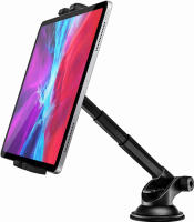 Dashboard Car Tablet Mount, woleyi Telescopic Tube Suction Cup Car Tablet &amp; Phone Holder for iPad Pro 9.7, 11, 12.9 / Air Mini 5 4 3 2, Galaxy Tabs, iPhone Series, More 4-13" Cell Phones and Tablets