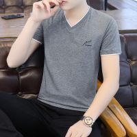 Summer mens short sleeve T-shirt v-neck top fashion popular logo thin air absorb sweat shirt on clothes --ntx230801▼┋