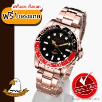 AMERICA EAGLE นาฬิกาข้อมือสุภาพบุรุษ สายสแตนเลส รุ่น AE048G - Pink Gold/Black