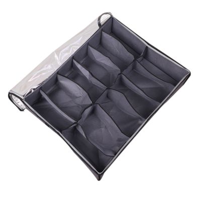 Under Bed Shoe Storage Organizer, Foldable Fabric Shoes Container Box with Clear Cover See Through Window Storage Bag