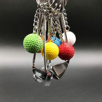 10Pcs Mini Golf Ball Key Chain Golf Club Pendants Keychain Key Rings Fans Souvenirs Ornaments Golf Ball Key Holder