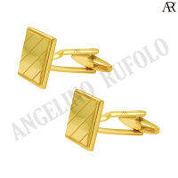 ANGELINO RUFOLO Cufflink(คัฟลิงค์) ดีไซน์ Gold Stripe กระดุมข้อมือคัฟลิ้งโรเดียมคุณภาพเยี่ยม ตัวเรือนสีทอง