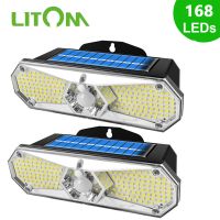 LITOM 168LED 3Model Solar Street Wall Lamp Outdoor Motion Sensor Courtyard Lighting Sunlight Household Garage Street Fence Light