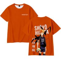 2023 NewAnime สินค้าวอลเลย์บอล Boy Haikyuu!!ตัวอักษรดิจิตอลสีสันเต็มกรอบพิมพ์ Hooded เสื้อยืดแขนสั้นฤดูร้อนชายหญิงนักเรียน