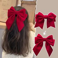 ⊙ Red Velvet Bow Hairpin for Women Girls Hair Accessories Big Bowknot Hair Clips Pins Hairgrips Adult Children Headwear