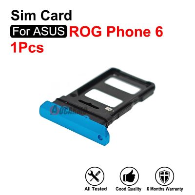 สีน้ำเงินสำหรับ ASUS ROG Phone 6 ROG6ซิมการ์ดถาดใส่ซิมเบ้าปลั๊กที่ใส่อะไหล่ซ่อมช่อง