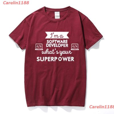 Carelin1188 2023 New Men Tee Shirt Software Developer Superpower Professions Cotton Men T Shirt Maroon discount  EZLA
