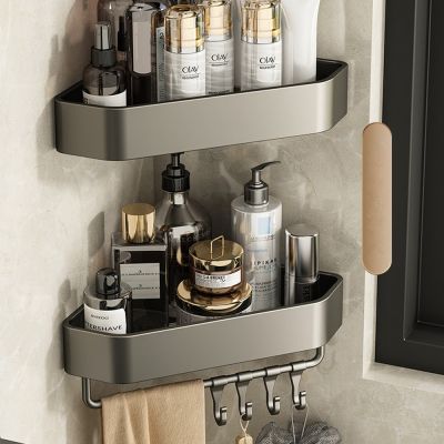 ♧ Bathroom Gun Grey Shelves Corner Shelf Wall Mounted Aluminum Bathroom Soap Dish Bath Shower Shampoo Holder