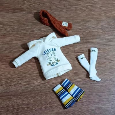 เสื้อผ้า Blyth ทำด้วยมือร้อนชุดลำลองเสื้อฮู้ด; ผ้าพันคอและถุงเท้าเครื่องประดับตุ๊กตา1/6ตุ๊กตาตุ๊กตา Blyth Ob24