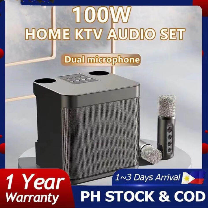 Mini Videoke Machine with 2 Mic for Adults Kids Portable Bluetooth