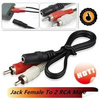 RCA Stereo Audio Splitter Cable Lead 3.5mm Jack Female Socket to 2 x Male Phono