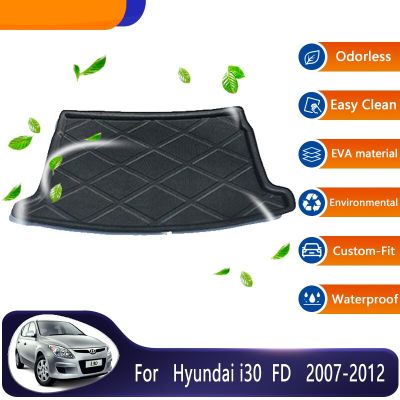 แผ่นพรมกระโปรงหลังรถกันสกปรกสำหรับรถยนต์ Hyundai I30แผ่น I30cw แวกอน2007 ~ 2012แผ่นเก็บของพรมกระโปรงหลังรถอุปกรณ์เสริมสำหรับพื้น3D วัสดุ EVA