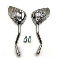 1 Pair Universal Motorcycle Scooter Back Side Mirror Chrome Skull Hands Side Rear View Mirrors