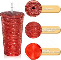 500/700Ml Diamond Thermos Bottles Straw Cup With Lid Shining Rhinestone Thermos Cups Women Glitter Cup Water Bottle Girls Gift