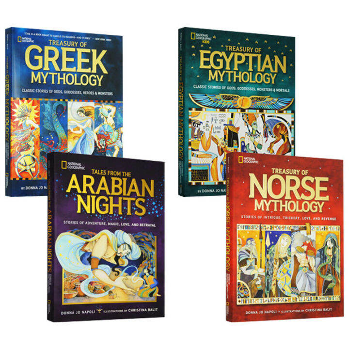 national-geographic-childrens-encyclopedia-world-classic-myths-and-legends-english-original-treasury-of-series-hardcover-4-volumes-national-geographic-greek-mythology-egypt-northern-europe-greece-arab