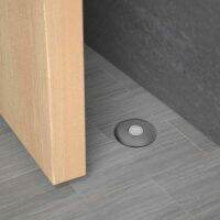 【LZ】djl074 Ultra Thin Invisible Stainless Steel Black Door Stop Magnetic Floor Mount Hidden Automatic Suction Door Stopper