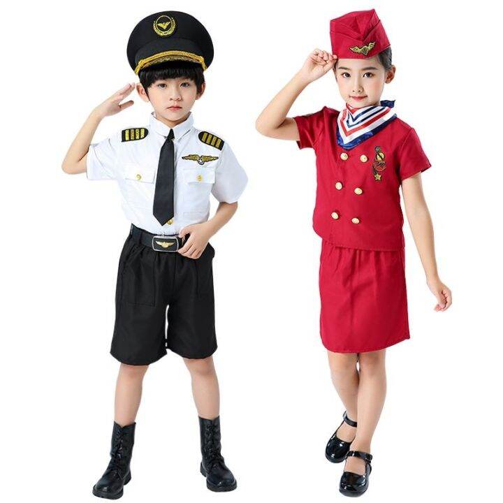 Children's pilot uniform girl boy uniform dress police uniform children ...