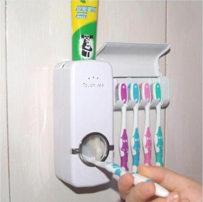 Toothpaste Dispenser เครื่องกดยาสีฟันศูนย์ยากาศ พร้อมที่แขวนยาสีฟัน แบบใช้แรงดัดของอากาศในการบีบยาสีฟัน วัศดุเป็นพลาสติกแข็ง ABS