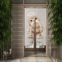 Funny Pet Cartoon Cat Door Curtain Kitchen Dining Room Baby Room Curtain Partition Curtain Drape Entrance Hanging Half-Curtain