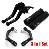 For HONDA Click 125 Click 150 V1 V2 Click 160 Modified CNC Aluminum Alloy 6-stage Adjustable Brake Clutch Lever with Handlebar Grips Protect Guard Set 1