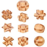 10pcsset 3D Puzzle handmade vintage Ming lock Luban lock wooden toy s puzzle children Decompression antistress toys