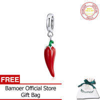 BAMOER 925เงินสเตอร์ลิง Petite Little Pepper จี้รูปต้นไม้สีแดงสำหรับสร้อยข้อมือกำไลข้อมือของแท้ของขวัญสำหรับผู้หญิงเด็ก BSC461