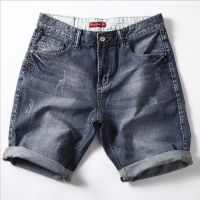 สั้นสำหรับผู้ชาย Celana Pendek Denim สีเทากางเกงยีนส์คุณภาพดีผู้ชายความยาวหัวเข่าผ้าฝ้ายยีนส์ขาสั้นชายขนาดใหญ่ฤดูร้อนใหม่42 Celana Pendek Denim