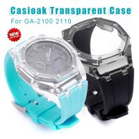 ชุดดัดแปลง DIY สำหรับ Casioak GA2100 GA2110เคสพีซีแบบใสสำหรับ GAB2100 2110 Tali Jam Tangan Karet ที่เปลี่ยนฝาครอบสายรัดอุปกรณ์เสริม