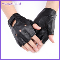 wangzhansi PU หนังสีดำขับรถรถจักรยานยนต์ BIKER นิ้วถุงมือผู้ชายผู้หญิงถุงมือ