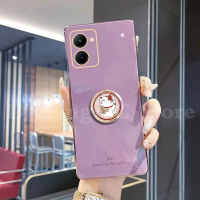 ผู้ถือแหวนแมวนำโชคใหม่เคสสำหรับ VIVO Y36 5G แฟชั่นชุบ VIVOY36เคสโทรศัพท์นิ่มเคสกันกระแทกพิมพ์ลายน่ารัก2023