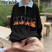 TIDE BEAR เสื้อคอปก เสื้อโปโลเสื้อยืดคอยาวแขนเสื้อโปโลวินเทจเสื้อสเวตเชิ้ตแขนยาวแนวสตรีทสำหรับทั้งหญิงและชาย