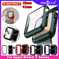 Kính + vỏ cho Apple watch 7 Vỏ 45mm 41mm Phụ kiện bảo vệ màn hình cường thumbnail