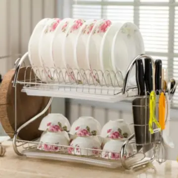 Dish Drainer Rack Multifunctional S-shaped Dual 2 Layers Kitchen Drying  Storage