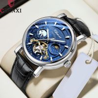 ZZOOI New CHENXI Mechanical Watches Top Brand Luxury Leather Strap Fashion Business Watch For Men Skeleton Automatic Watch Luminous