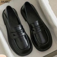 Size 35-43 Fashion Womens Shoes 42 Korean All-match Platform Mary Round Toe Non-slip Small Leather 41 JK Uniform Student Slip-On Oxford Commuter Peas