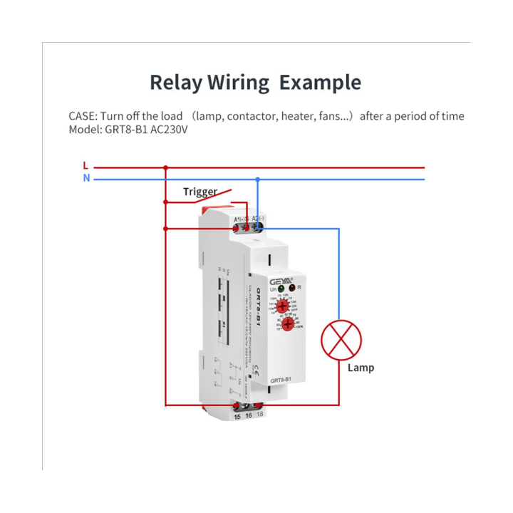 GEYA GRT8-B1 Off Delay Time Relay Timer Relay Electronic Type 16A, GRT8 ...