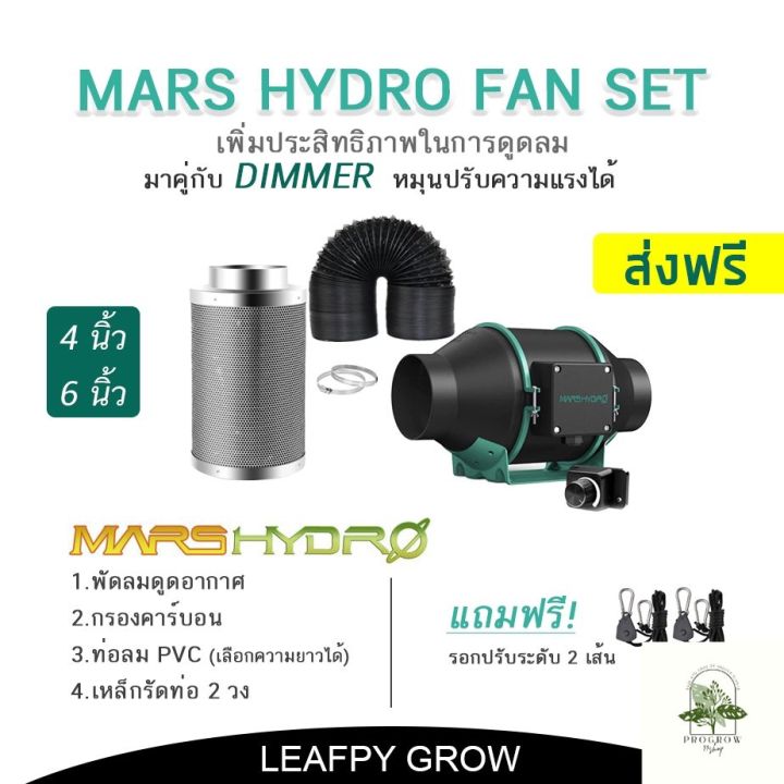 ready-stock-ส่งฟรี-mars-hydro-ชุดพัดลมดูดอากาศ-inline-fan-ขนาด-4-6-นิ้ว-กรองคาร์บอน-ท่อลม-marshydro-fan-dimmer-มีบริการเก็บเงินปลายทาง