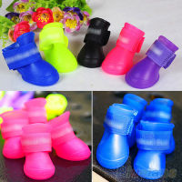 4Pcs รองเท้าบูทกันน้ำฝน Booties รองเท้าลายสุดรองเท้าสัตว์เลี้ยง