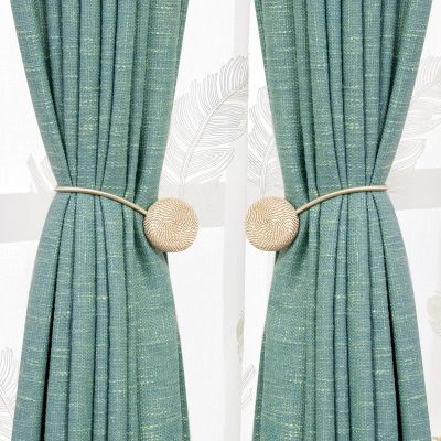 【LZ】✢  Magnetic Round Biscuit Curtain Tiebacks Weave Rope Cortina Clip Suporte de janela Ganchos Home Acessórios