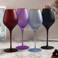 400-450ml Affordable Luxury Fashion Goblet Frosted Color Red Wine Cup Family Bar Festival Gold Mouth Drinkware