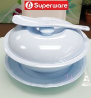 ชุดโถข้าว 4 ชิ้น สีฟ้าคลาสสิก (ทัพพีเหลี่ยม) Superware ซุปเปอร์แวร์เกรดA เมลามีน100%  ตรานกเพนกวิน  #Promotion Superware