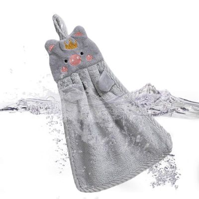 hotx 【cw】 Hanging Piggy Drying Hand With Absorbent Coral Fleece Soft Thick