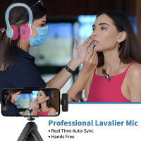 【Pandahuo】 Wireless lavalier ไมโครโฟนแบบพกพาบันทึกเสียงวิดีโอ MINI MIC สำหรับ Android Live Broadcast GAMING Phone MIC