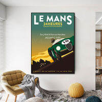 24ชั่วโมงของ Le Mans คลาสสิกแข่งรถโปสเตอร์,ผ้าใบพิมพ์,ตกแต่งบ้านผนังศิลปะรูปภาพสำหรับห้องนั่งเล่น,Frameless,ของขวัญที่เหมาะสำหรับคนรักรถ