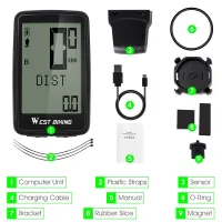 WEST BIKING USB Rechargeable Bicycle Computer Wireless Waterproof Backlight Cycling Odometer 5 Languages MTB Bike Speedometer